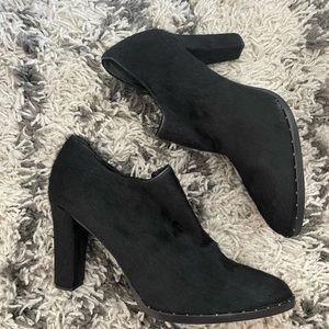Freda Salvador black calf hair ankle booties